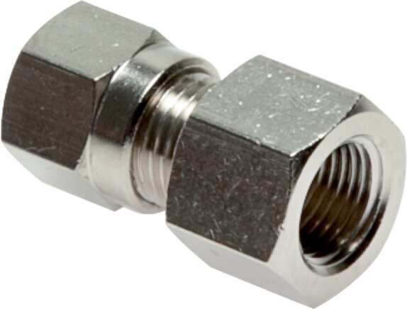 6LL & G1/8'' Nickel plated Brass Straight Cutting Fitting with Female Threads 100 bar ISO 8434-1 [2 Pieces]