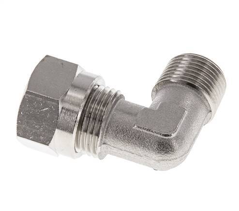 12L & R3/8'' Vernikkeld Messing L-Vorm Snijringkoppeling Buitendraad 75bar ISO 8434-1