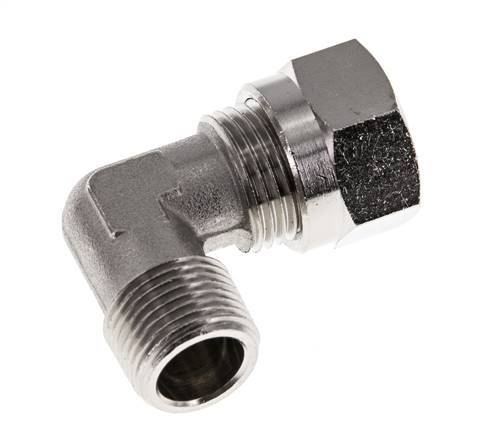 12L & R3/8'' Vernikkeld Messing L-Vorm Snijringkoppeling Buitendraad 75bar ISO 8434-1