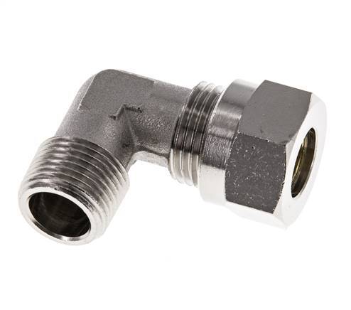 12L & R3/8'' Vernikkeld Messing L-Vorm Snijringkoppeling Buitendraad 75bar ISO 8434-1