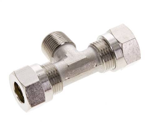 12L & R3/8'' Vernikkeld Brass T-stuk Snijringkoppeling Buitendraad 75bar ISO 8434-1