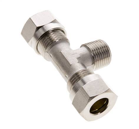 12L & R3/8'' Vernikkeld Brass T-stuk Snijringkoppeling Buitendraad 75bar ISO 8434-1