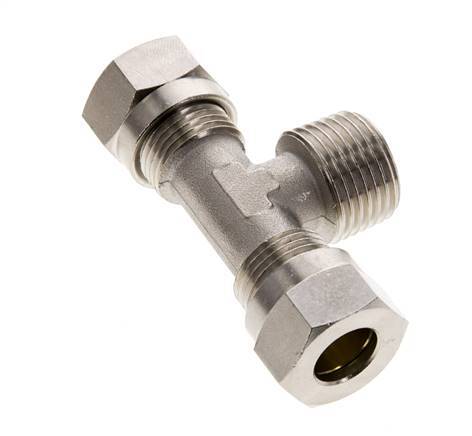 12L & R1/2'' Vernikkeld Brass T-stuk Snijringkoppeling Buitendraad 75bar ISO 8434-1