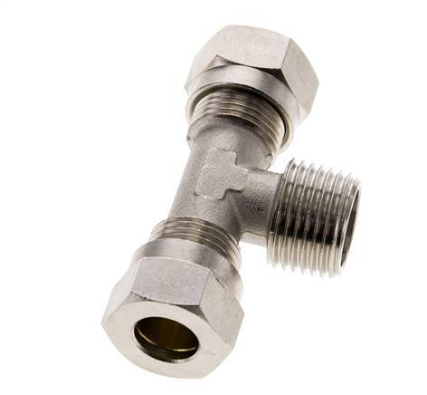 12L & R1/2'' Vernikkeld Brass T-stuk Snijringkoppeling Buitendraad 75bar ISO 8434-1