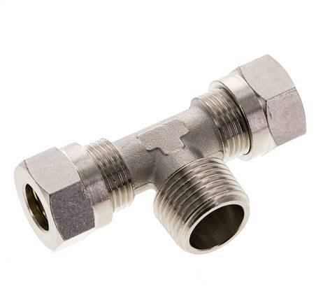 12L & R1/2'' Vernikkeld Brass T-stuk Snijringkoppeling Buitendraad 75bar ISO 8434-1