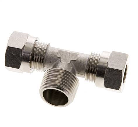 12L & R1/2'' Vernikkeld Brass T-stuk Snijringkoppeling Buitendraad 75bar ISO 8434-1