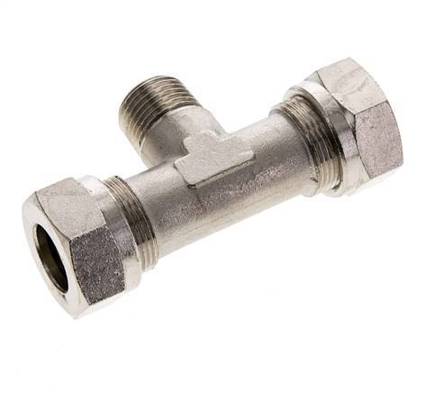 18L & R1/2'' Vernikkeld Brass T-stuk Snijringkoppeling Buitendraad 65bar ISO 8434-1