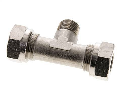 18L & R1/2'' Vernikkeld Brass T-stuk Snijringkoppeling Buitendraad 65bar ISO 8434-1