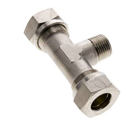18L & R1/2'' Vernikkeld Brass T-stuk Snijringkoppeling Buitendraad 65bar ISO 8434-1