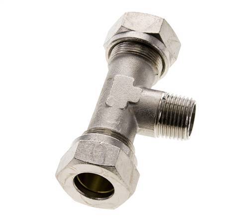 18L & R1/2'' Vernikkeld Brass T-stuk Snijringkoppeling Buitendraad 65bar ISO 8434-1
