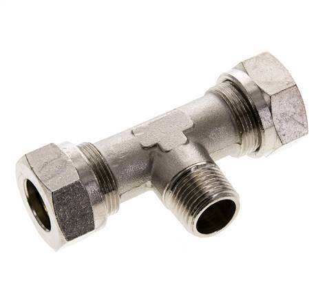 18L & R1/2'' Vernikkeld Brass T-stuk Snijringkoppeling Buitendraad 65bar ISO 8434-1