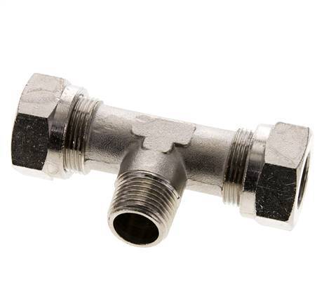 18L & R1/2'' Vernikkeld Brass T-stuk Snijringkoppeling Buitendraad 65bar ISO 8434-1