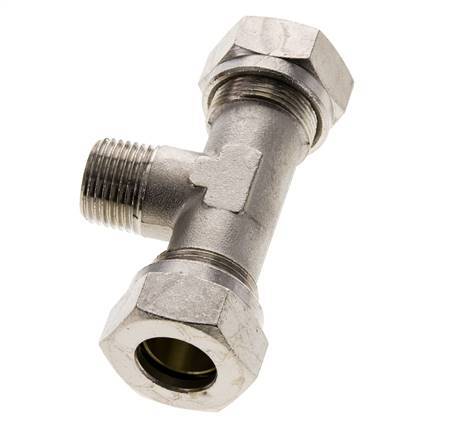 18L & R1/2'' Vernikkeld Brass T-stuk Snijringkoppeling Buitendraad 65bar ISO 8434-1