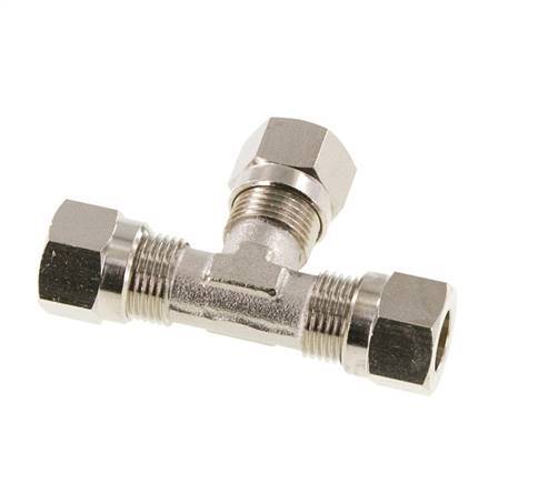 8LL Vernikkeld Brass T-stuk Snijringkoppeling 100bar ISO 8434-1