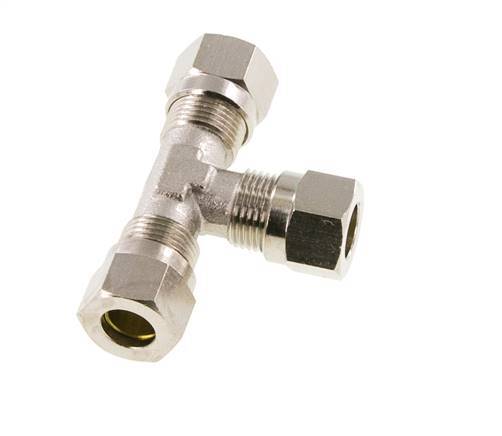 8LL Vernikkeld Brass T-stuk Snijringkoppeling 100bar ISO 8434-1