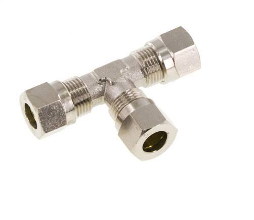 8LL Vernikkeld Brass T-stuk Snijringkoppeling 100bar ISO 8434-1