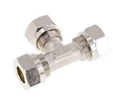 15L Vernikkeld Brass T-stuk Snijringkoppeling 70bar ISO 8434-1