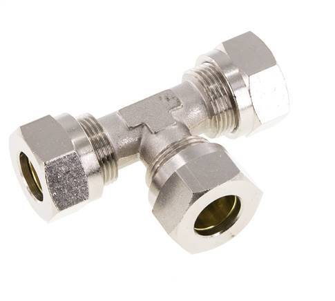 15L Vernikkeld Brass T-stuk Snijringkoppeling 70bar ISO 8434-1