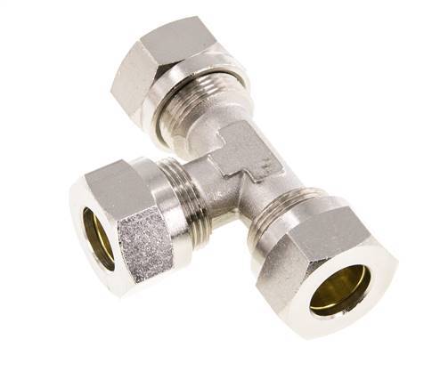 15L Vernikkeld Brass T-stuk Snijringkoppeling 70bar ISO 8434-1