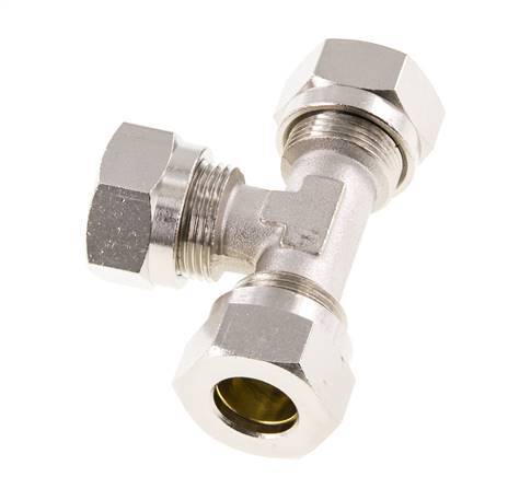 15L Vernikkeld Brass T-stuk Snijringkoppeling 70bar ISO 8434-1