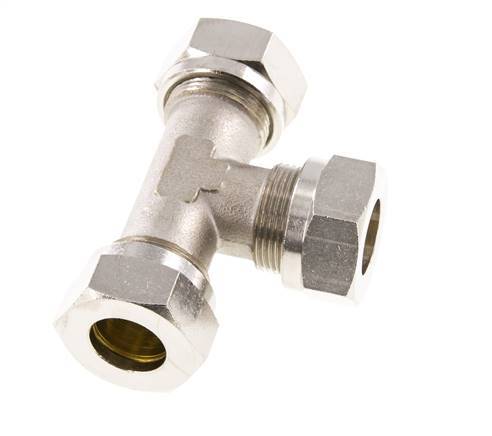 18L Vernikkeld Brass T-stuk Snijringkoppeling 65bar ISO 8434-1