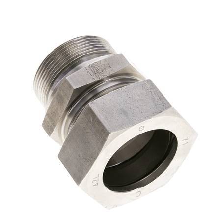 42L & M48x2 Stainless Steel Straight Cutting Fitting with Male Threads 160 bar FKM ISO 8434-1