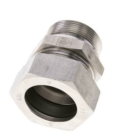 42L & M48x2 Stainless Steel Straight Cutting Fitting with Male Threads 160 bar FKM ISO 8434-1
