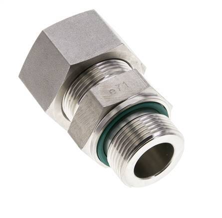 25S & M33x2 Stainless Steel Straight Compression Fitting with Male Threads 250 bar FKM ISO 8434-1
