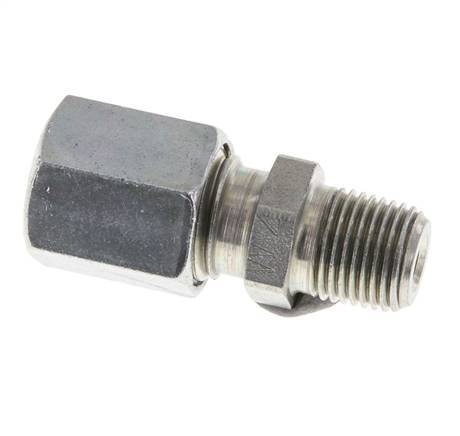 6L & R1/8'' Zink plated Steel Straight Cutting Fitting with Male Threads 315 bar ISO 8434-1 [5 Pieces]