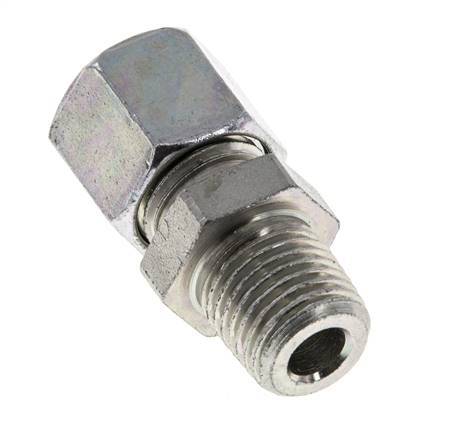 8L & R1/4'' Zink plated Steel Straight Cutting Fitting with Male Threads 315 bar ISO 8434-1 [2 Pieces]