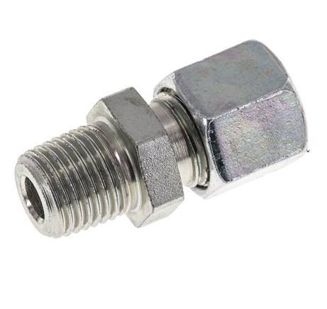 8L & R1/4'' Zink plated Steel Straight Cutting Fitting with Male Threads 315 bar ISO 8434-1 [2 Pieces]