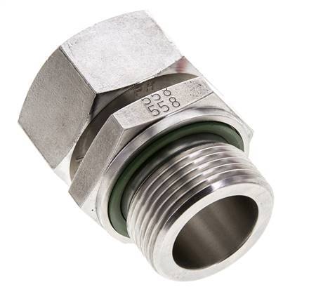 28L & M33x2 RVS Rechte Draaidoorvoer Buitendraad 160bar FKM Verstelbaar ISO 8434-1