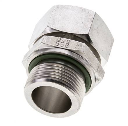 28L & M33x2 RVS Rechte Draaidoorvoer Buitendraad 160bar FKM Verstelbaar ISO 8434-1