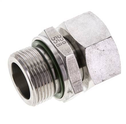 28L & M33x2 RVS Rechte Draaidoorvoer Buitendraad 160bar FKM Verstelbaar ISO 8434-1