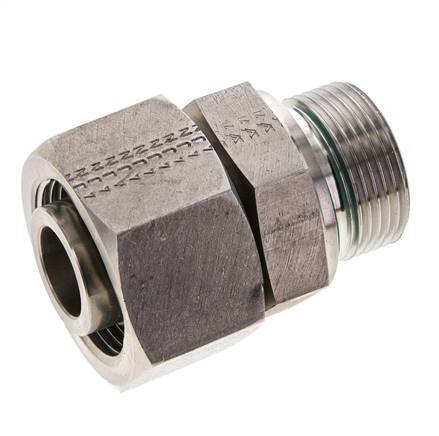 25S & M33x2 RVS Rechte Draaidoorvoer Buitendraad 400bar FKM Verstelbaar ISO 8434-1