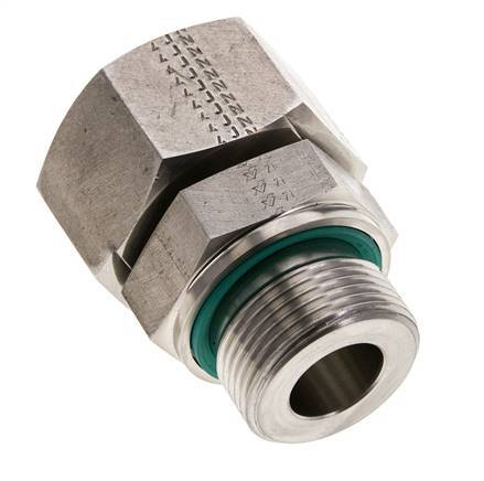 25S & M33x2 RVS Rechte Draaidoorvoer Buitendraad 400bar FKM Verstelbaar ISO 8434-1