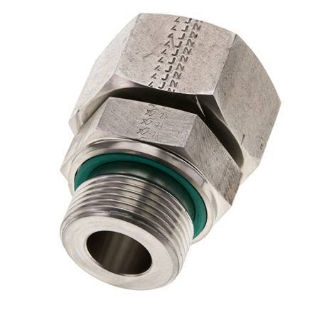 25S & M33x2 RVS Rechte Draaidoorvoer Buitendraad 400bar FKM Verstelbaar ISO 8434-1
