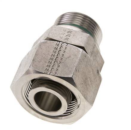 25S & M33x2 RVS Rechte Draaidoorvoer Buitendraad 400bar FKM Verstelbaar ISO 8434-1