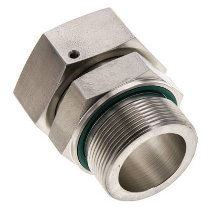 42L & M48x2 RVS Rechte Draaidoorvoer Buitendraad 160bar FKM O-ring en Afdichtconus Verstelbaar ISO 8434-1