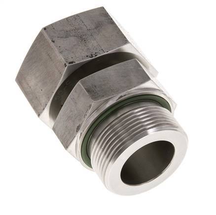 38S & G1-1/2'' RVS Rechte Draaidoorvoer Buitendraad 315bar FKM Verstelbaar ISO 8434-1