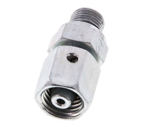 6L & G1/8'' Zink plated Steel Straight Swivel with Male Threads 315 bar NBR O-ring Sealing Cone Adjustable ISO 8434-1 [2 Pieces]