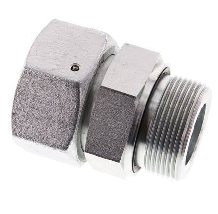 38S & G1-1/2'' Verzinkt Stalen Rechte Draaidoorvoer Buitendraad 315bar NBR O-ring en Afdichtconus Verstelbaar ISO 8434-1