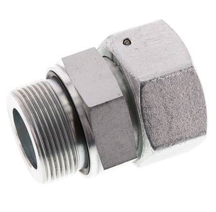 38S & G1-1/2'' Verzinkt Stalen Rechte Draaidoorvoer Buitendraad 315bar NBR O-ring en Afdichtconus Verstelbaar ISO 8434-1