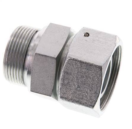 38S & G1-1/2'' Verzinkt Stalen Rechte Draaidoorvoer Buitendraad 315bar NBR O-ring en Afdichtconus Verstelbaar ISO 8434-1