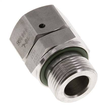 18L & G3/4'' RVS Rechte Draaidoorvoer Buitendraad 315bar FKM O-ring en Afdichtconus Verstelbaar ISO 8434-1