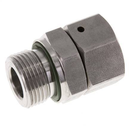 18L & G3/4'' RVS Rechte Draaidoorvoer Buitendraad 315bar FKM O-ring en Afdichtconus Verstelbaar ISO 8434-1
