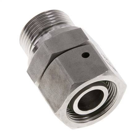 18L & G3/4'' RVS Rechte Draaidoorvoer Buitendraad 315bar FKM O-ring en Afdichtconus Verstelbaar ISO 8434-1
