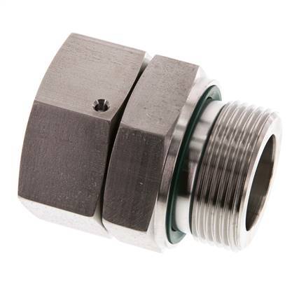 35L & G1-1/4'' RVS Rechte Draaidoorvoer Buitendraad 160bar FKM O-ring en Afdichtconus Verstelbaar ISO 8434-1