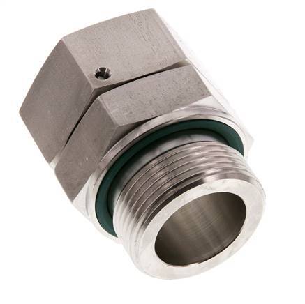 35L & G1-1/4'' RVS Rechte Draaidoorvoer Buitendraad 160bar FKM O-ring en Afdichtconus Verstelbaar ISO 8434-1