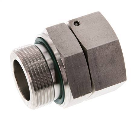 35L & G1-1/4'' RVS Rechte Draaidoorvoer Buitendraad 160bar FKM O-ring en Afdichtconus Verstelbaar ISO 8434-1